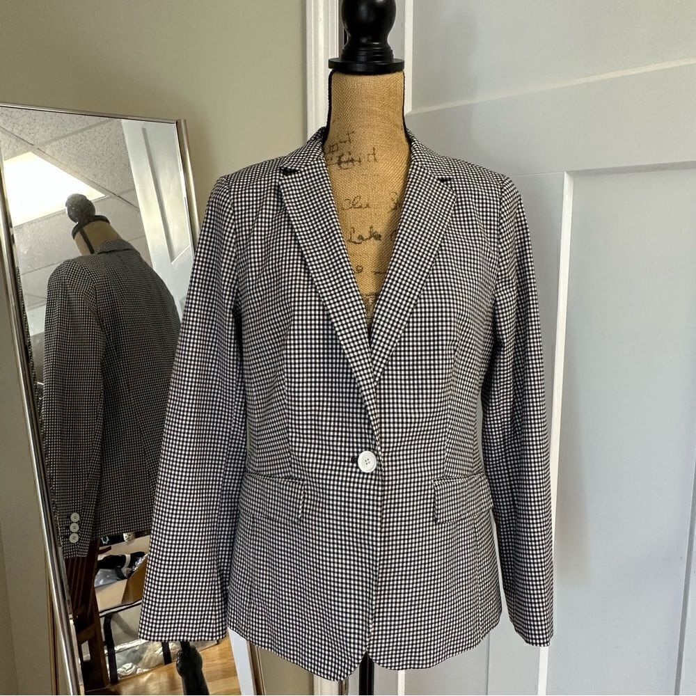 Talbots Tailored Black & White  Gingham Blazer